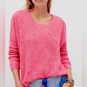 Anthropologie Pink Keely Cable Knit Round Neck Oversized Sweater - S